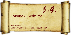 Jakubek Gréta névjegykártya